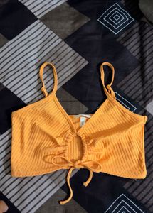 Orange Textured Cami Crop Top