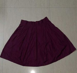 Elegant Plum Colored Pleated Midi Skirt