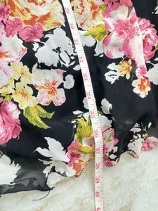 Black Floral Print Lehenga Skirt
