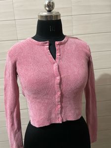 Pintresty 🌸Pink Button-Up Cropped Cardigan