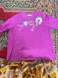 Floral Embroidered Ruffle Sleeve Top