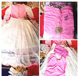Pink &amp; Cream Embellished Dress