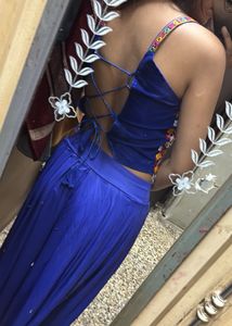 Blue Crop Top & flared Plazo Set Navratri