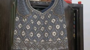 greyish blue ethnic gown