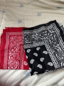 Red & Black Paisley Bandanas (Set of 2)