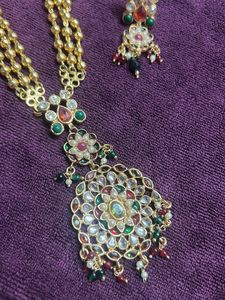 pachi , polki,pearl Necklace &amp; Earring Set
