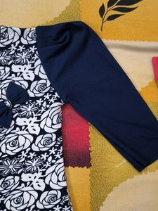 Floral Print blue and white top