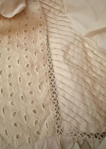 Sheer Button-Up Blouse with Eyelet Detail