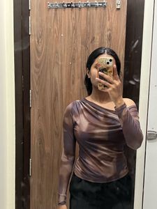 trendyol Tie-Dye Mesh Top