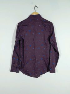 Dark Purple Printed Shirt For Men's