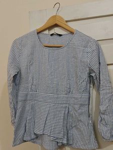 Street 9 Blue &amp; White Striped Top