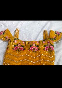 Yellow Embroidered Kurta Set for wedding function