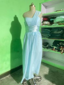 Elegant Light Blue One-Shoulder Dress