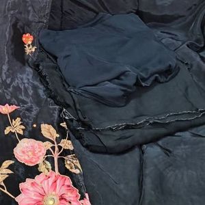 Black Floral Print Kurta Set