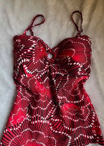 Red Y2K Print Bikini Top