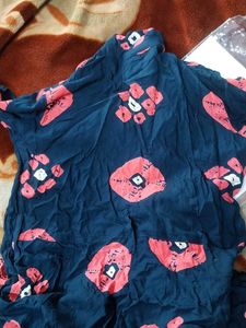 Stylish Navy Blue Floral Print Maxi Dress