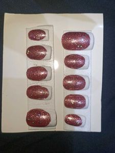 Sparkly Pink+French Press-On Nails