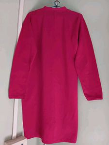 Brand New Pink Woolen Kurti With Floral Details