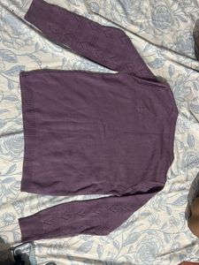Lilac Heart Pattern Knit Sweater