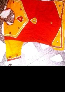 Vibrant Red &amp; Yellow Lehenga Choli Set