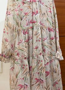 Flowy Floral Tiered Midi Dress