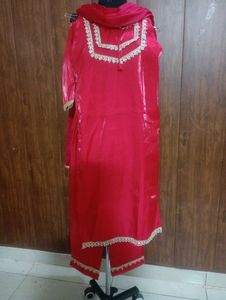 Vibrant Red Kurta Set with Dupatta