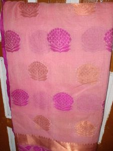 Elegant Pink Saree with Purple Border