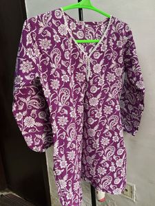 Purple Floral Print Kurta