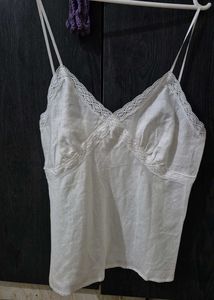 White Lace Trim Cami Top