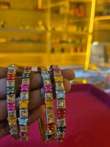 Elegant Kundan Stone Bangle Set - Brand New & Unus