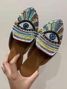 Beaded Evil Eye Mules