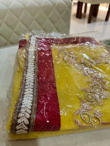 Elegant Yellow Embroidered Saree