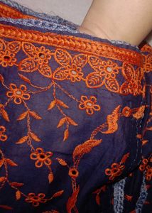 Navy blue shiffli work dupatta