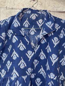 Blue Floral Print Kurta Set