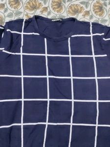 Navy Blue Grid Tee