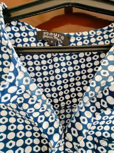 Stylish Navy &amp; White Polka Dot shirt type top
