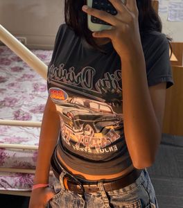 Y2K Graphic Cropped Grey Tee | Streetwear 🏁