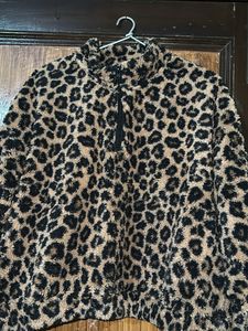 H&M Leopard Print Teddy Sweatshirt