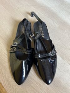 Stylish Black Patent Slingback Heels