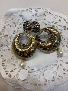 Elegant Gold Tone Pearl Dangle Earrings