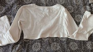 White Cropped Long Sleeve Top