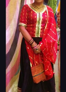 Beautiful Red &amp; Black Lehenga Choli Set
