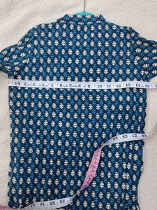 Blue Block Print Kurta