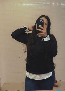 Stylish Black Sweatshirt with White Shirt Layer