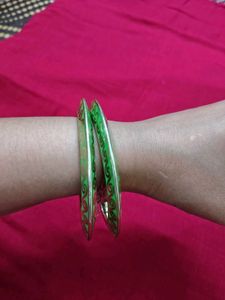 Set of 3 Bangles - Pink, Green &amp; Gold