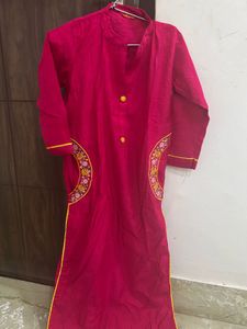 Vibrant Pink Embroidered Kurta