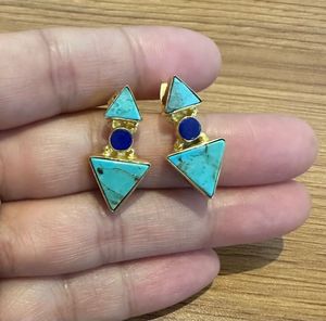 Real Turquoise &amp; Lapis Lazuli Gemstone Earrings