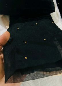 Elegant Handwork Black Velvet Kurta Set with Organ