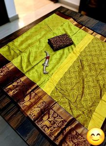 Elegant Yellow Silk Saree with Brocade Border