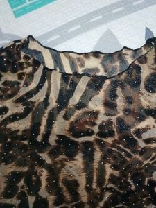 Sheer Leopard Print Sparkly Top
